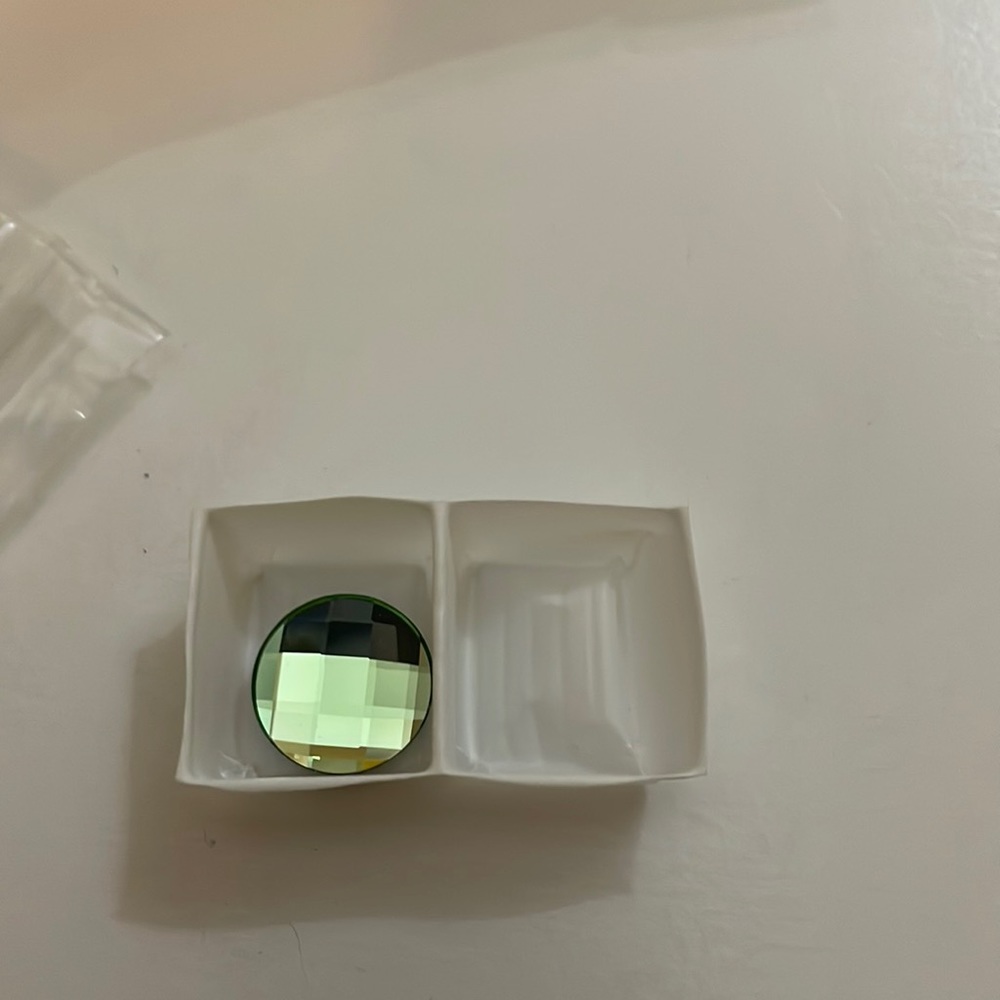 Peridot Swarovski flatback checkerboard cut 14 mm crystal